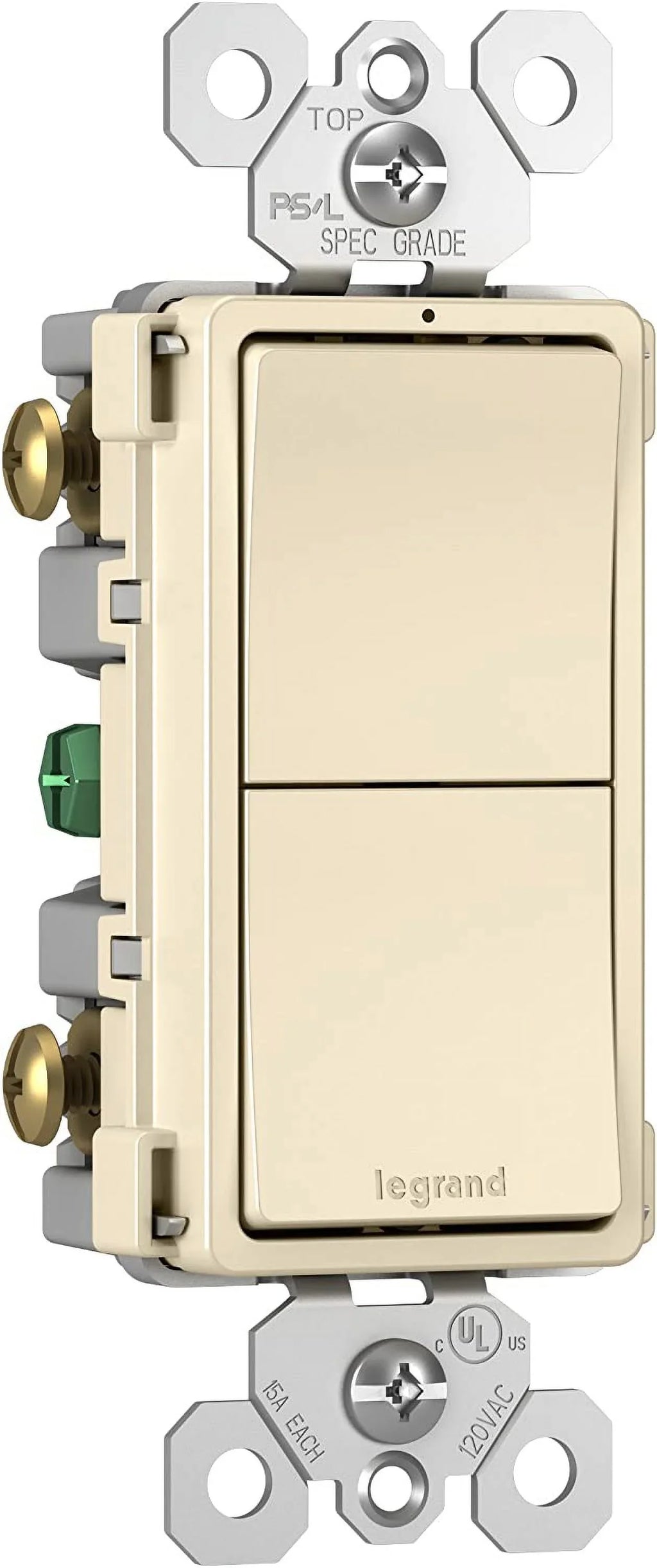 Switch, Light Quantity & Almond Legrand Seymour 2 - Pass Radiant Single-Pole RCD11LACC6 6 15A,