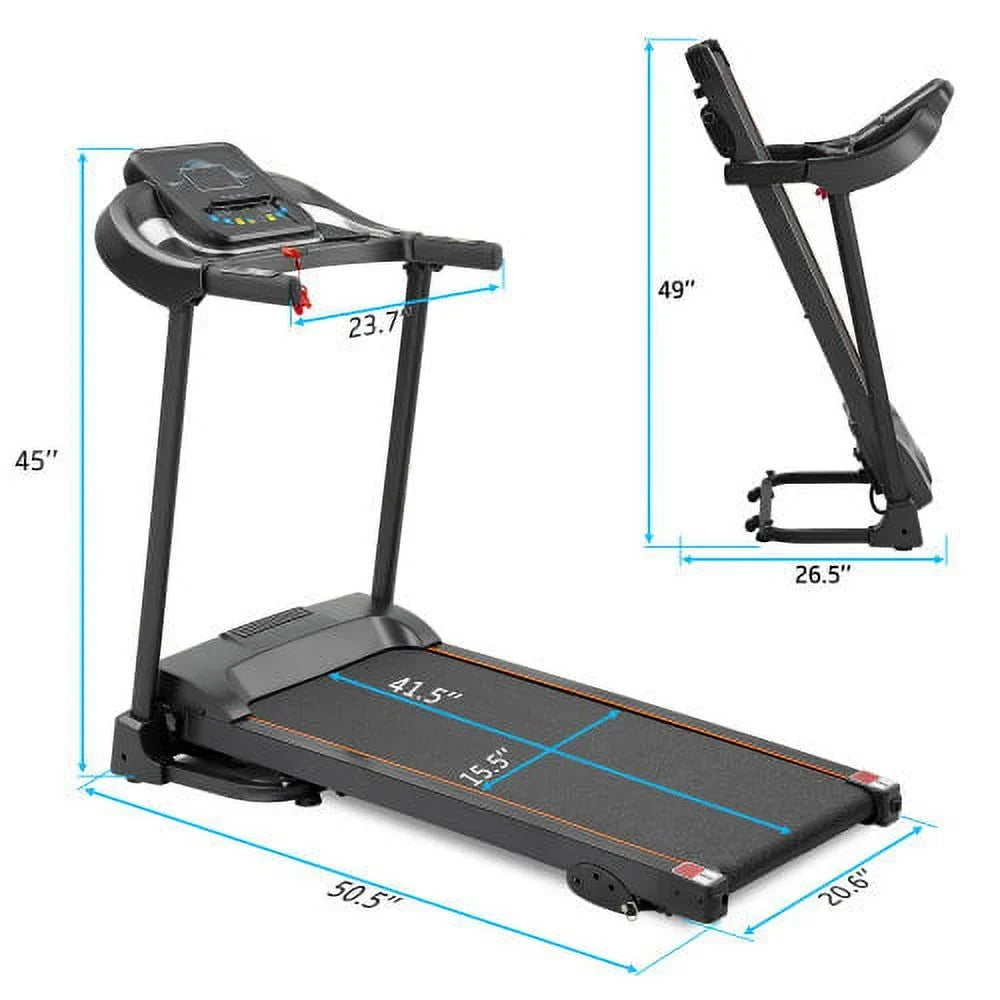 Compact Incline Folding Motorized Jogging Large and with Easy Running Audio Speakers Treadmill LCD Machine Adjuster display