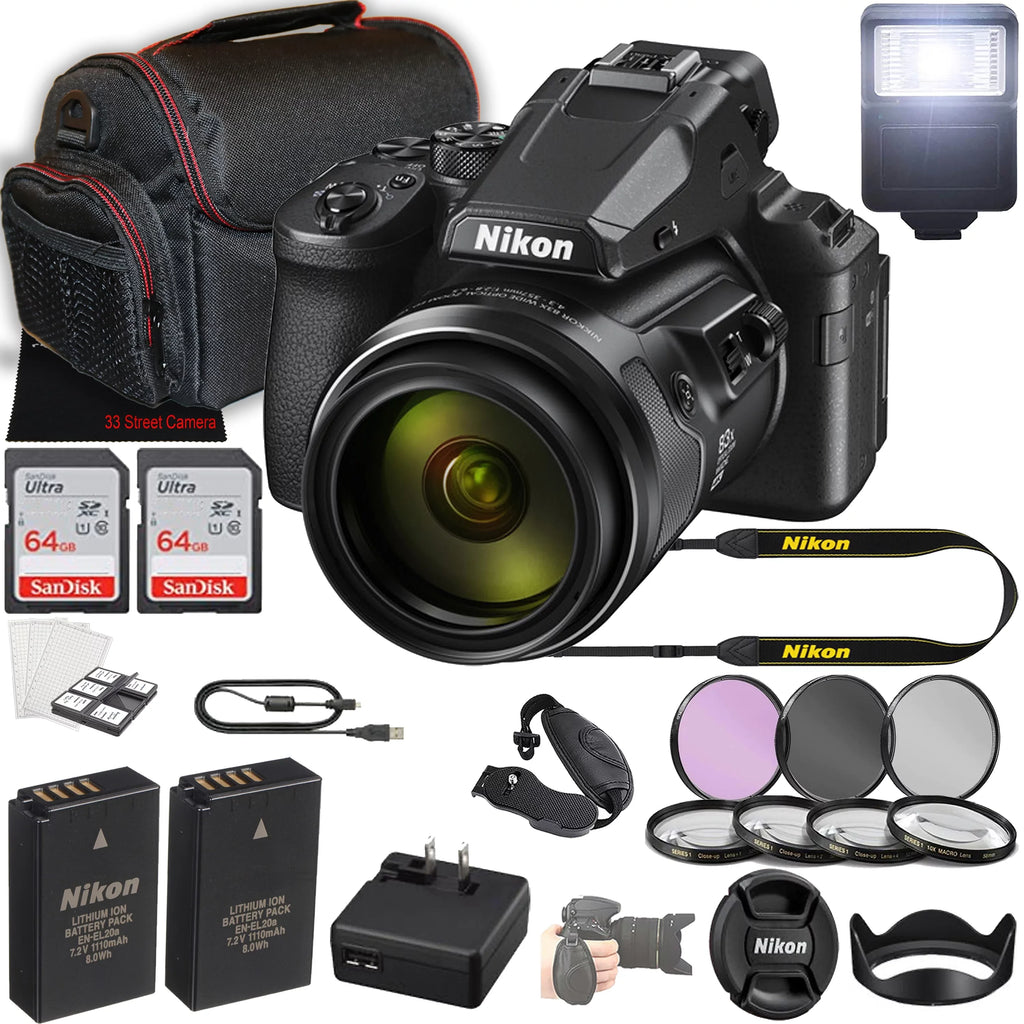 Case Camera 128GB (24pc and Point Piece 83x Nikon Shoot Digital More 16MP COOLPIX Filters Kit + P950 + Bundle) Filter Memory 3 Optical + + +