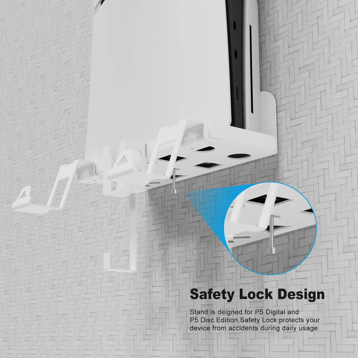 Cable Space-Saving, PS5 Durable Charging Slim Convenient for Wall Storage Mount Bracket Secure, and with Iron Set Dual