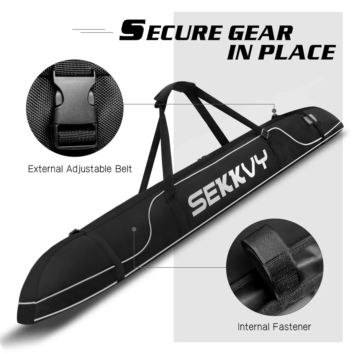 Cloth Bag and Bag Oxford Ski, Adjustable Travel Snowboard for Strap Camping Bag Outdoor 170CM/67IN Single Ski Waterproof Shoulder Travel 600D Transport, Ski black