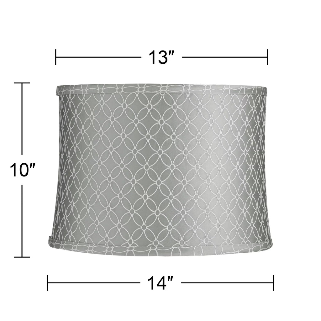 Harp 14" and of Fitting Medium Top 2 Shades x Springcrest 13" Bottom Drum White Set Lamp High Gray Finial Print Spider x with 10"