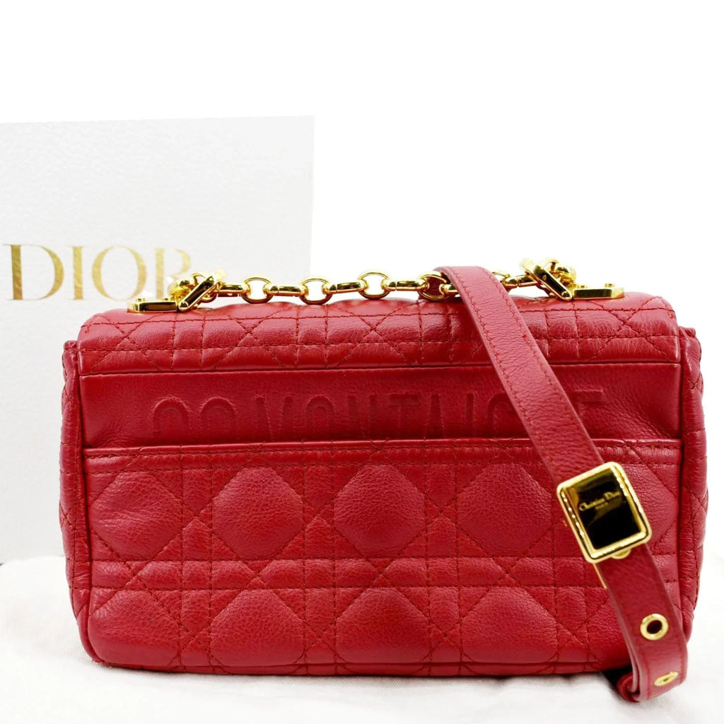 Leather Pre-owned Calfskin Caro Red Cannage Bag Shoulder CHRISTIAN DIOR