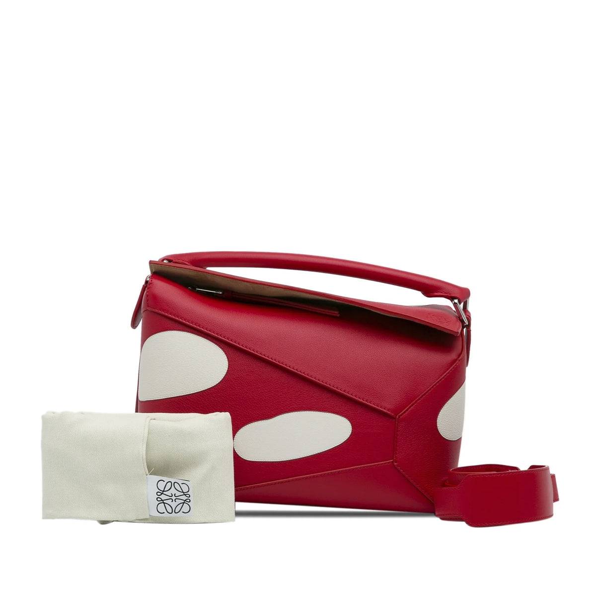 Satchel Red Puzzle LOEWE Mushroom Leather (Good) Unisex Edge Pre-Owned Authenticated Calf Small