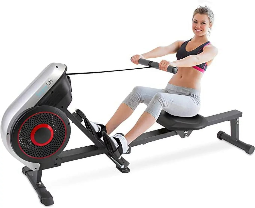 Machine for Resistance Air Rowing Machine Rowing Rowing Exercise and Levels Machine (8) Magnetic (Black) Selectable SereneLife Gym,