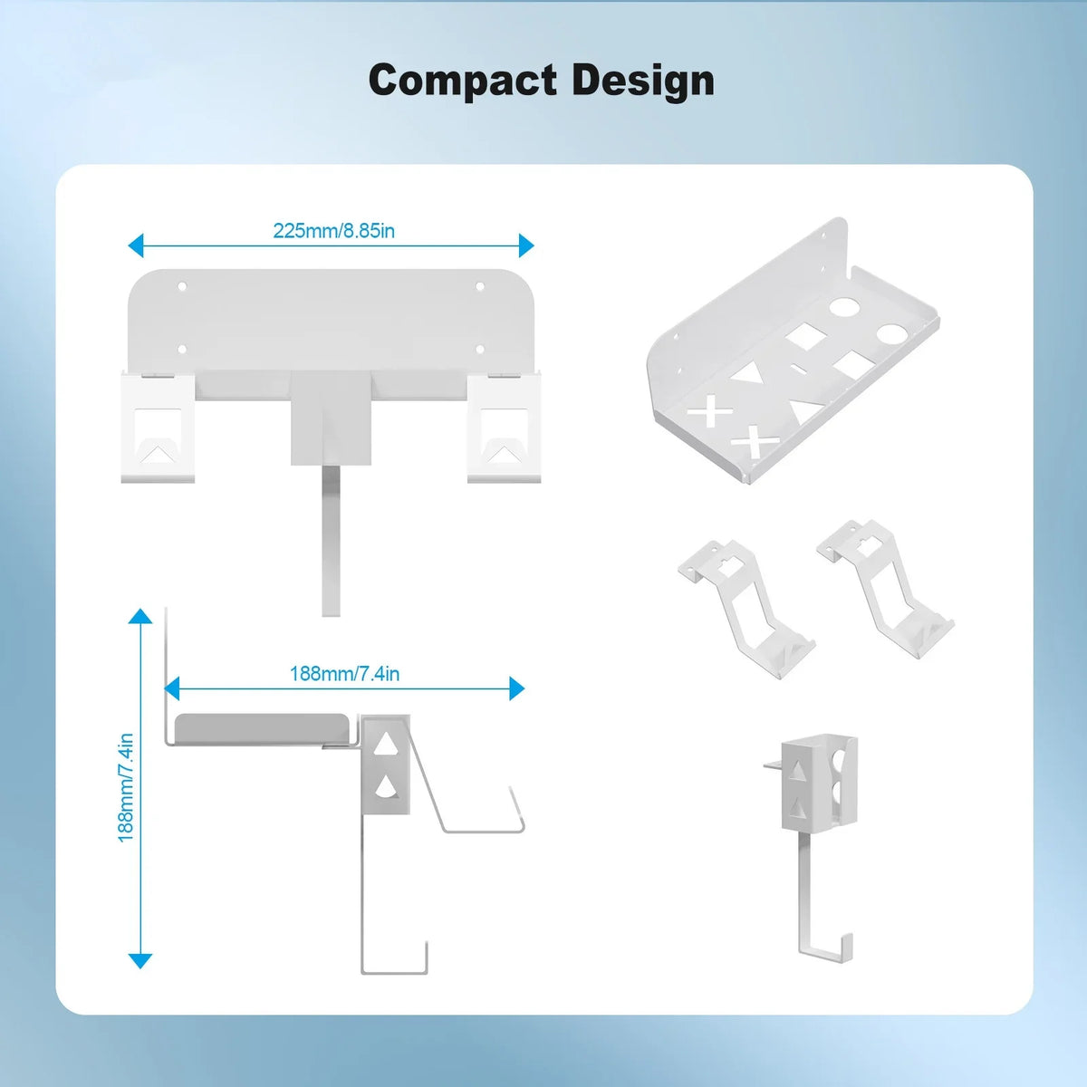 Cable Space-Saving, PS5 Durable Charging Slim Convenient for Wall Storage Mount Bracket Secure, and with Iron Set Dual