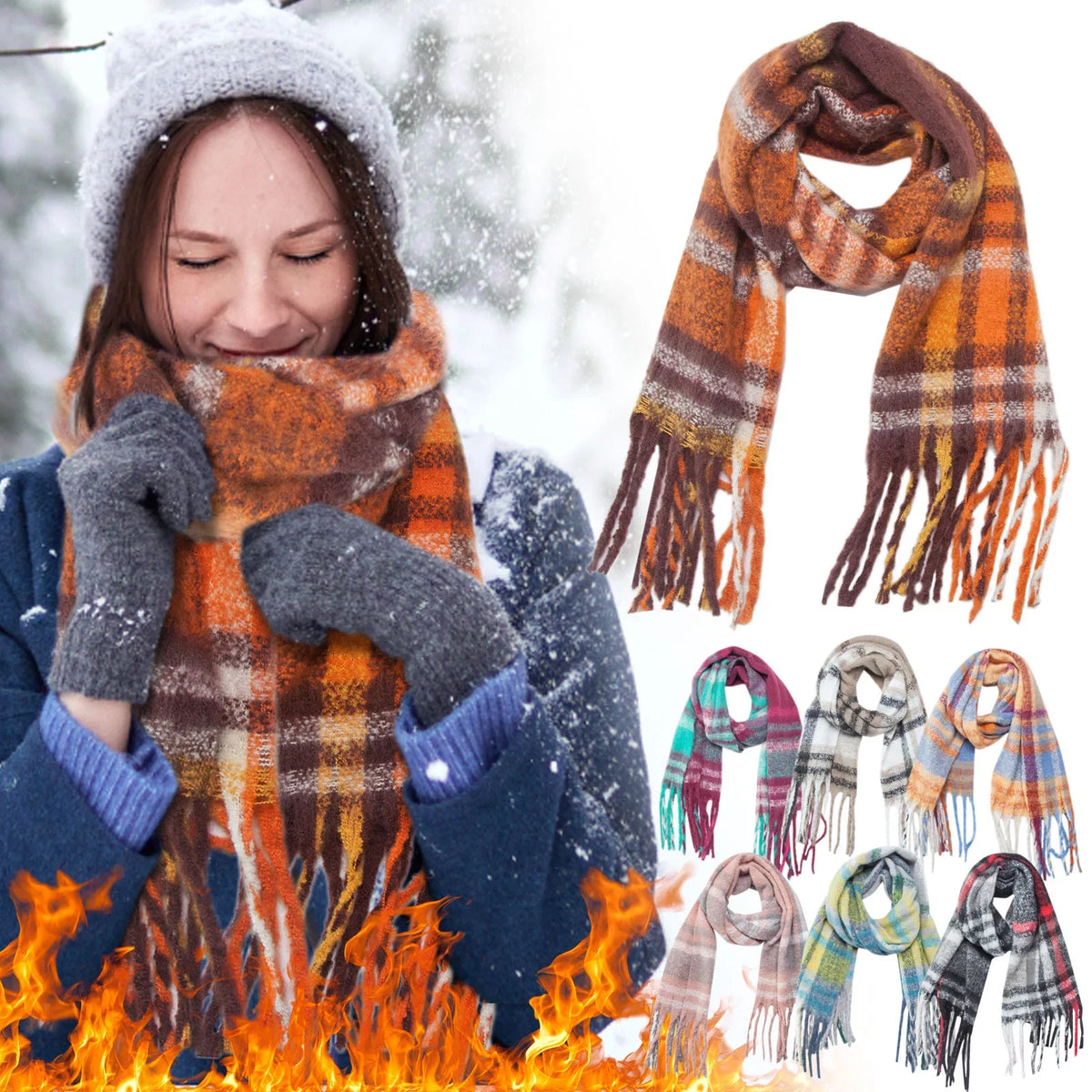 Scarf For Scarf Scarf Blanket Scarf Warm Women Plaid Soft Scarves Warm Tassel Thermal 1 Scarf Pack Wrap Fall Christmas Large Scarves Winter Shawl Soft Gift Women Classic 2022 Lightweight