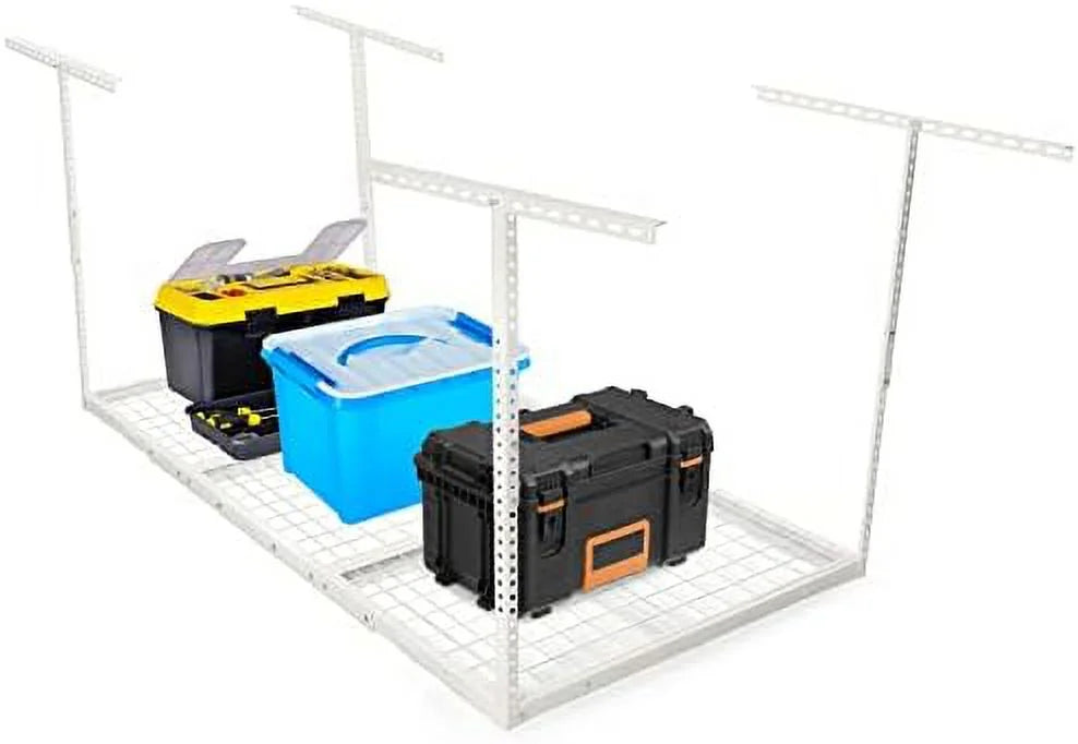 Organization 3X6 Storage Garage Overhead White Adjustable Mounted Racks Rack Shelf Garage Ceiling Storage Ceiling