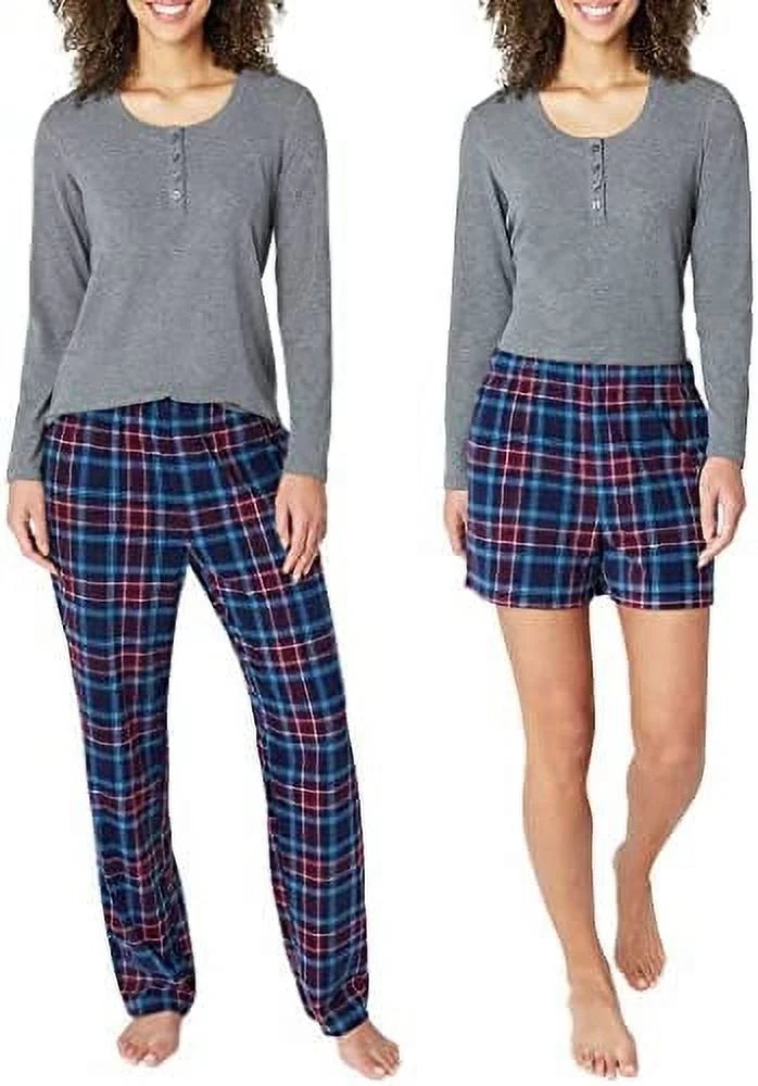 Knit Waffle Women's 3-Piece Bauer Set Eddie Large) Pajama (Gray,