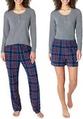 Knit Waffle Women's 3-Piece Bauer Set Eddie Large) Pajama (Gray,