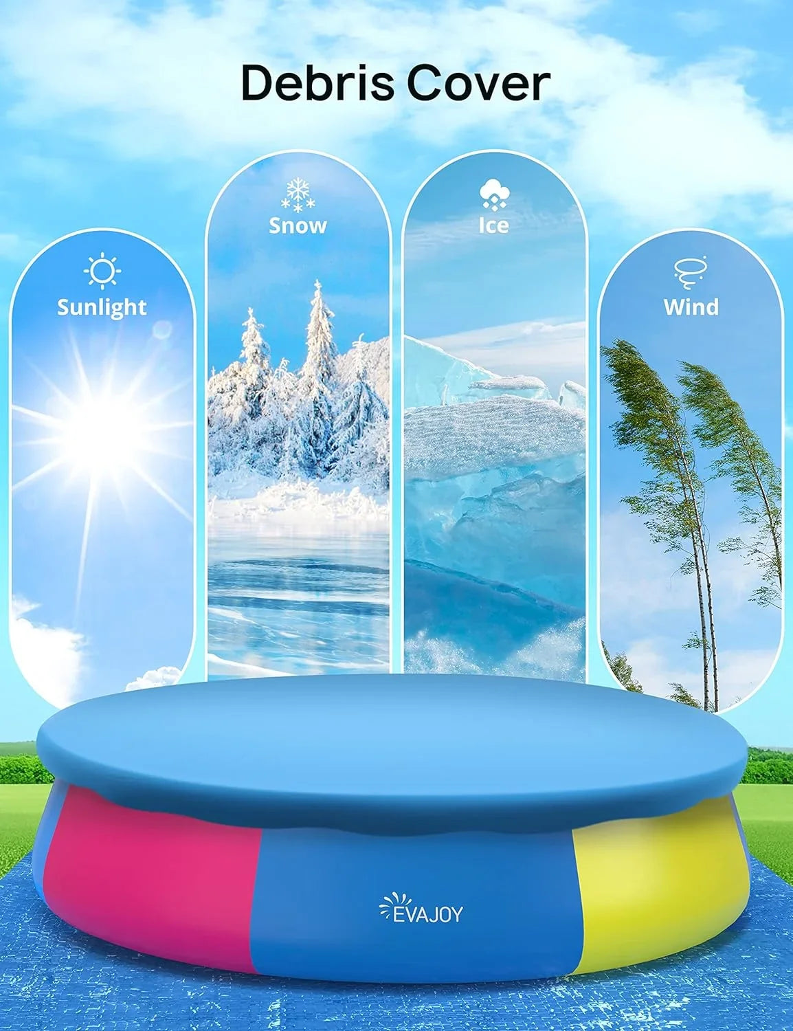 Track Cover, *35in Ground Pump, and Pool 7 Include Cloth Swimming Filter Inflatable Blue 15ft