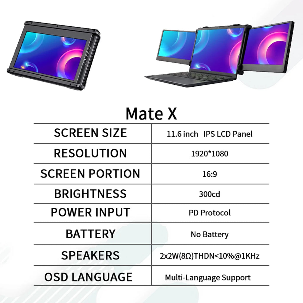 Laptop, IPS GTMEDIA Monitor 1080P Mate Portable X for Dual Display Screen Full 11.6-inch HD GTMEDIA Monitor