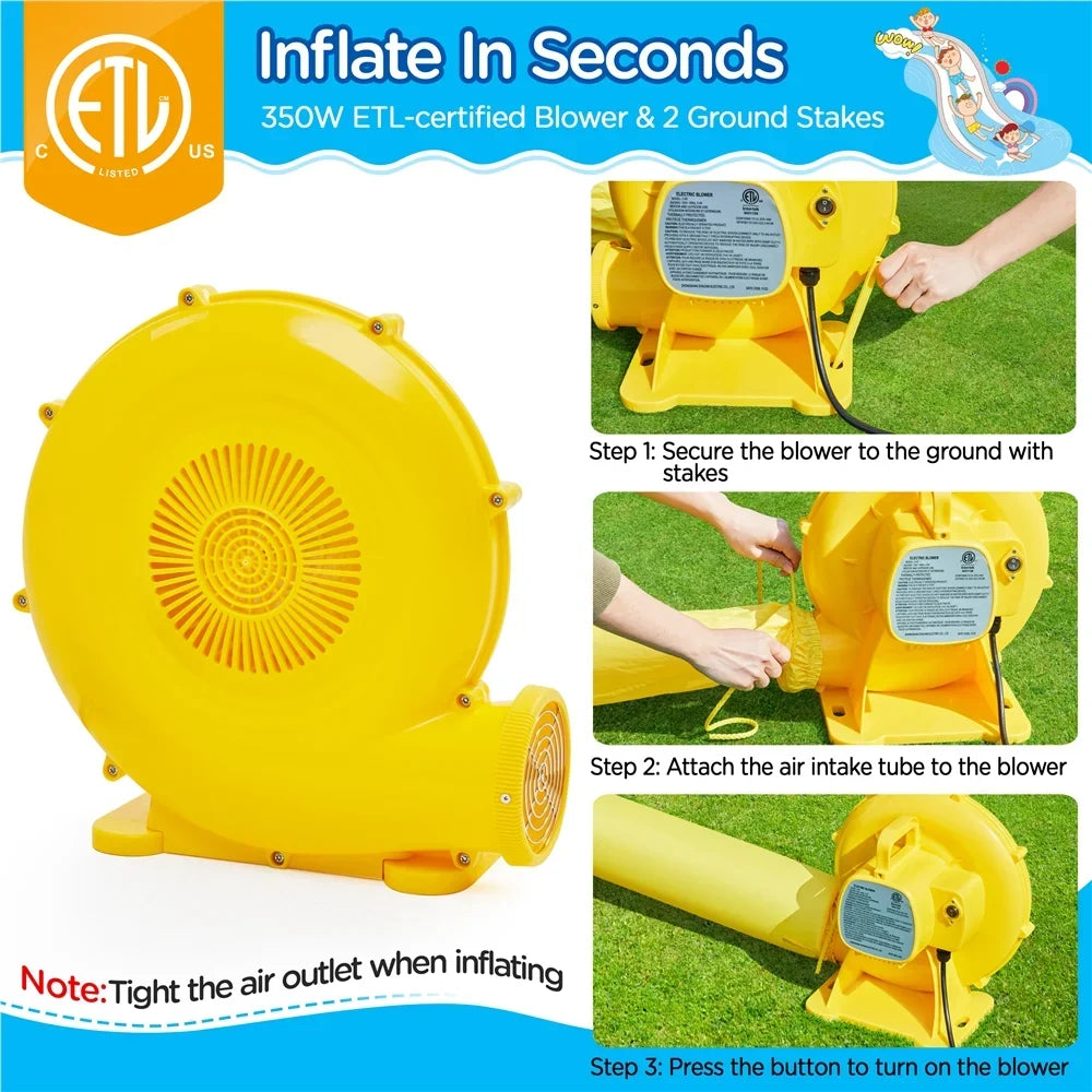 Cyan Wall, Climbing Inflatable Water with Topeakmart Slide