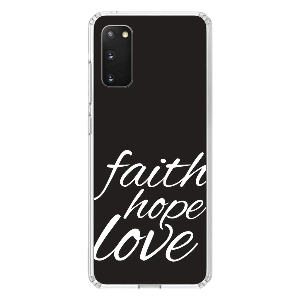 Protector & Screen for (6.7" Christ Back, Bumper, Galaxy DistinctInk PLUS Acrylic Hope White 5G TPU Love Hybrid Shockproof S20 - / - / Faith Clear Tempered Case - Screen) Black - / Glass