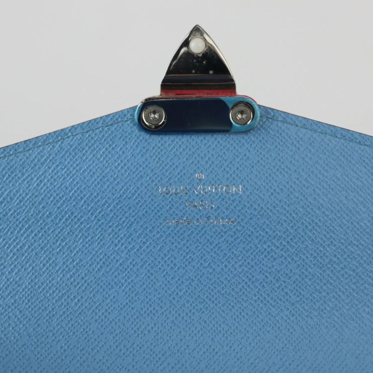 Wallet Shoulder Tribal Mask Leather VUITTON LOUIS Silver White (Good) Pre-Owned Louis Blue Hardware Bag Chain Vuitton Series Epi Long M60795 Multicolor