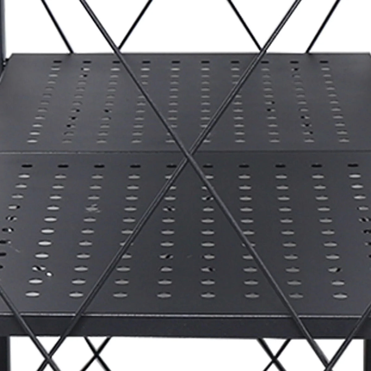 Foldable Storage Metal Rolling Rack Holder Kitchen Cart Wheel with Movable Shelves Trolley Utility Miumaeov 3-Tier (Black)
