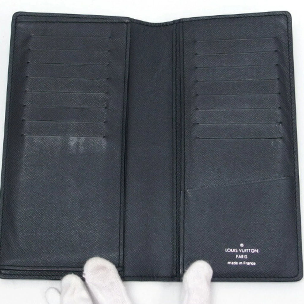 Wallet Black Louis Pre-Owned Billfold Taiga Vuitton (Good) Long Bifold