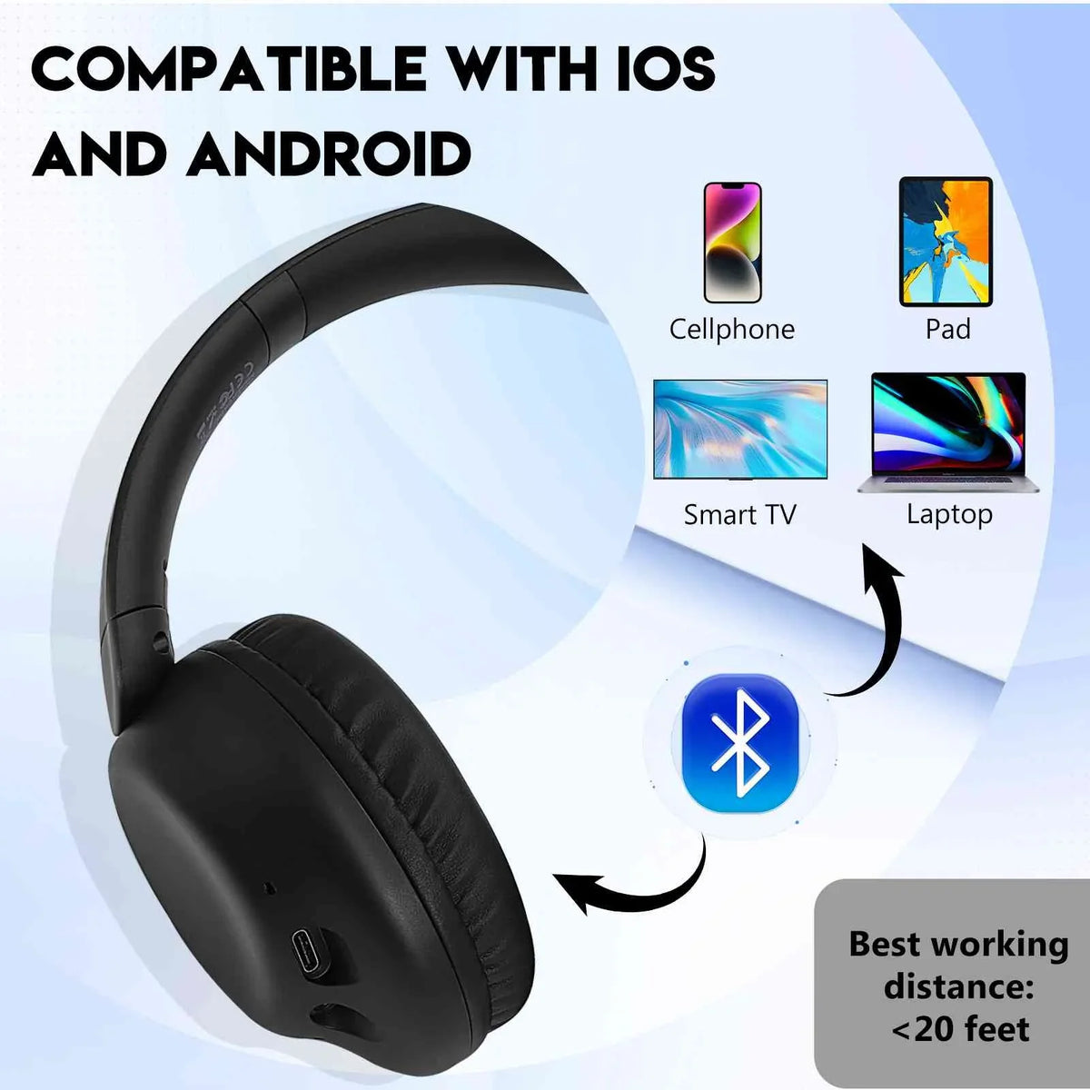phone 825 Headphones Stereo Comfort Call The Mic Over UrbanX Bluetooth Earphones UX991 Audio Support HTC for with Desire Bass Superior High Wireless Ear Resolution Deep