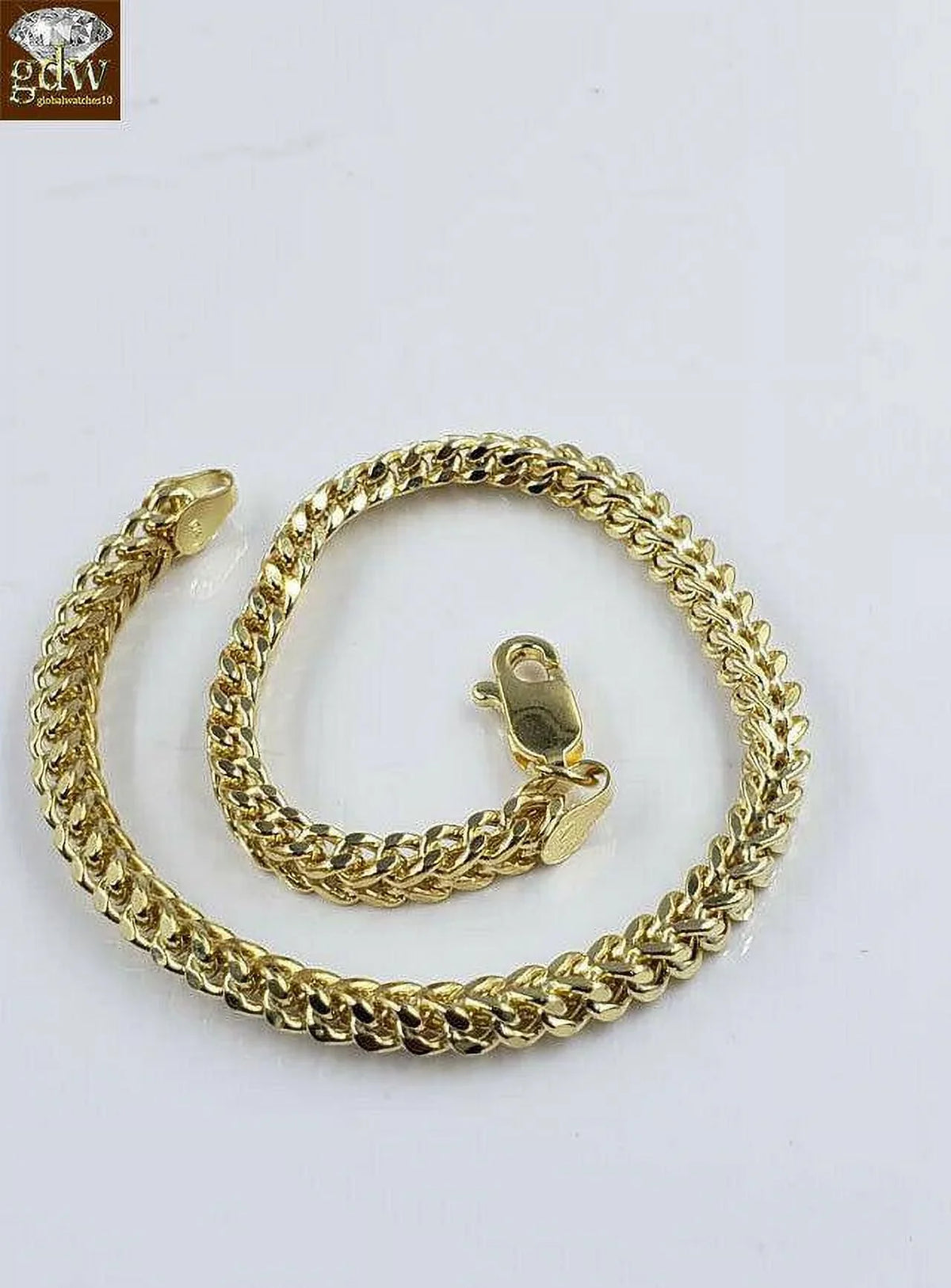 Yellow Inch 10k Gold 3.5mm,Rope,Cuban, Real Franco Bracelet Ladies 8" Women Gift
