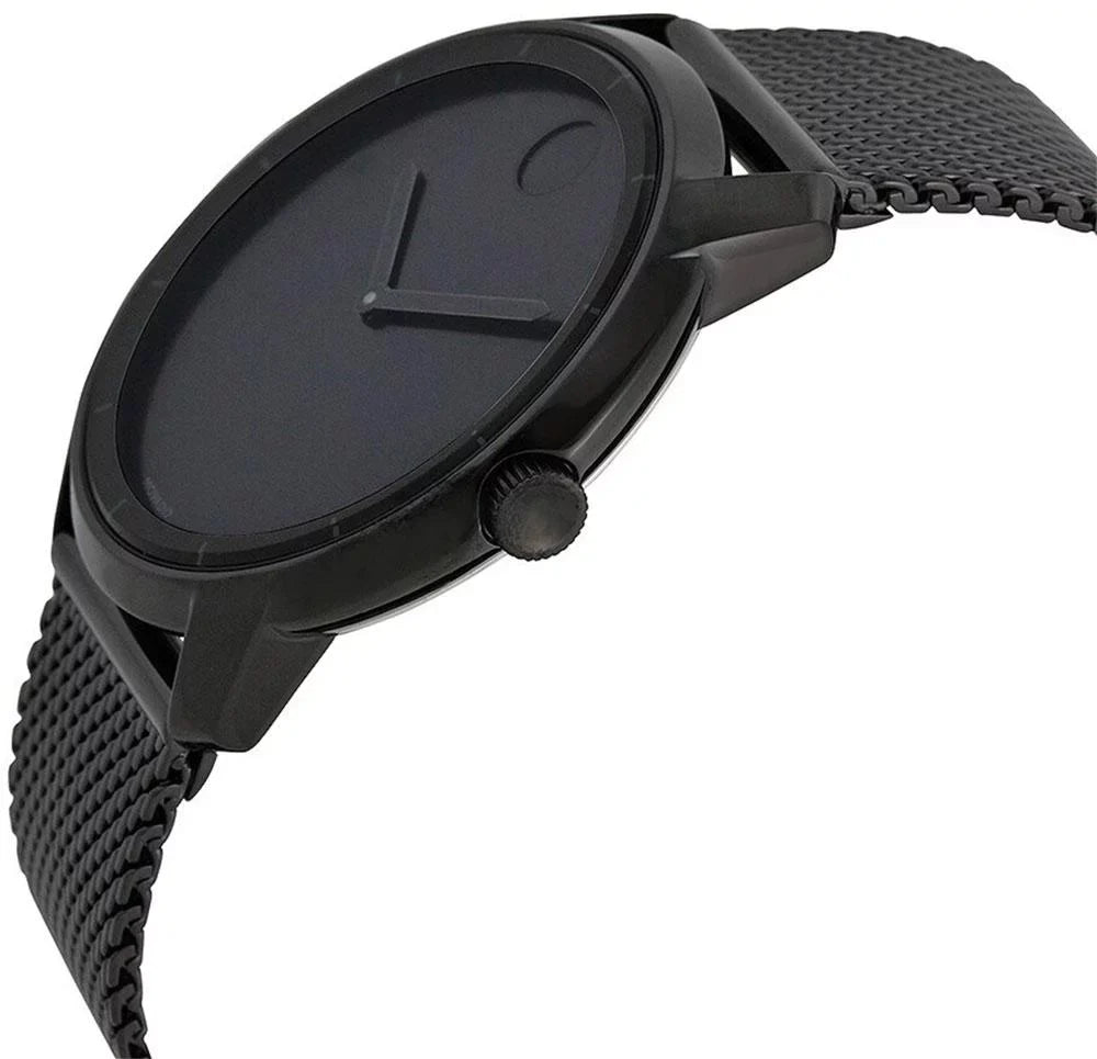 Steel Ion-plated Band Movado Bold Quartz Black Dial Watch 3600261 Stainless Black Mens Mesh