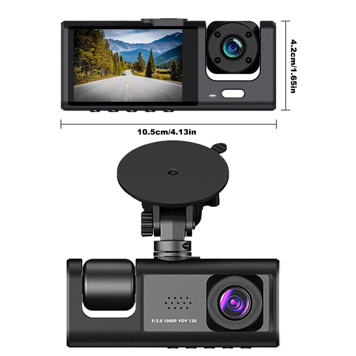 Nebublu Auto 3 Dash Recording Cameras, Safety Video Car Camcorder, Recorder Camera with Driving
