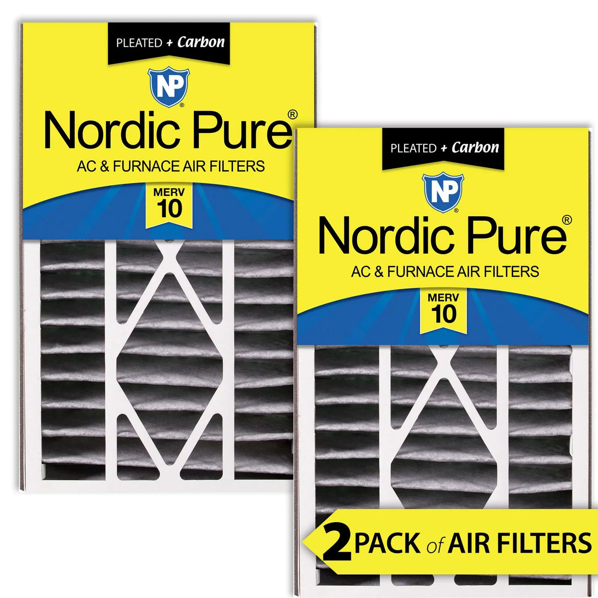 10 Pack Filter Replacement (4 16x25x5 AC 7/8) Carbon MERV 2 Plus Bear Air