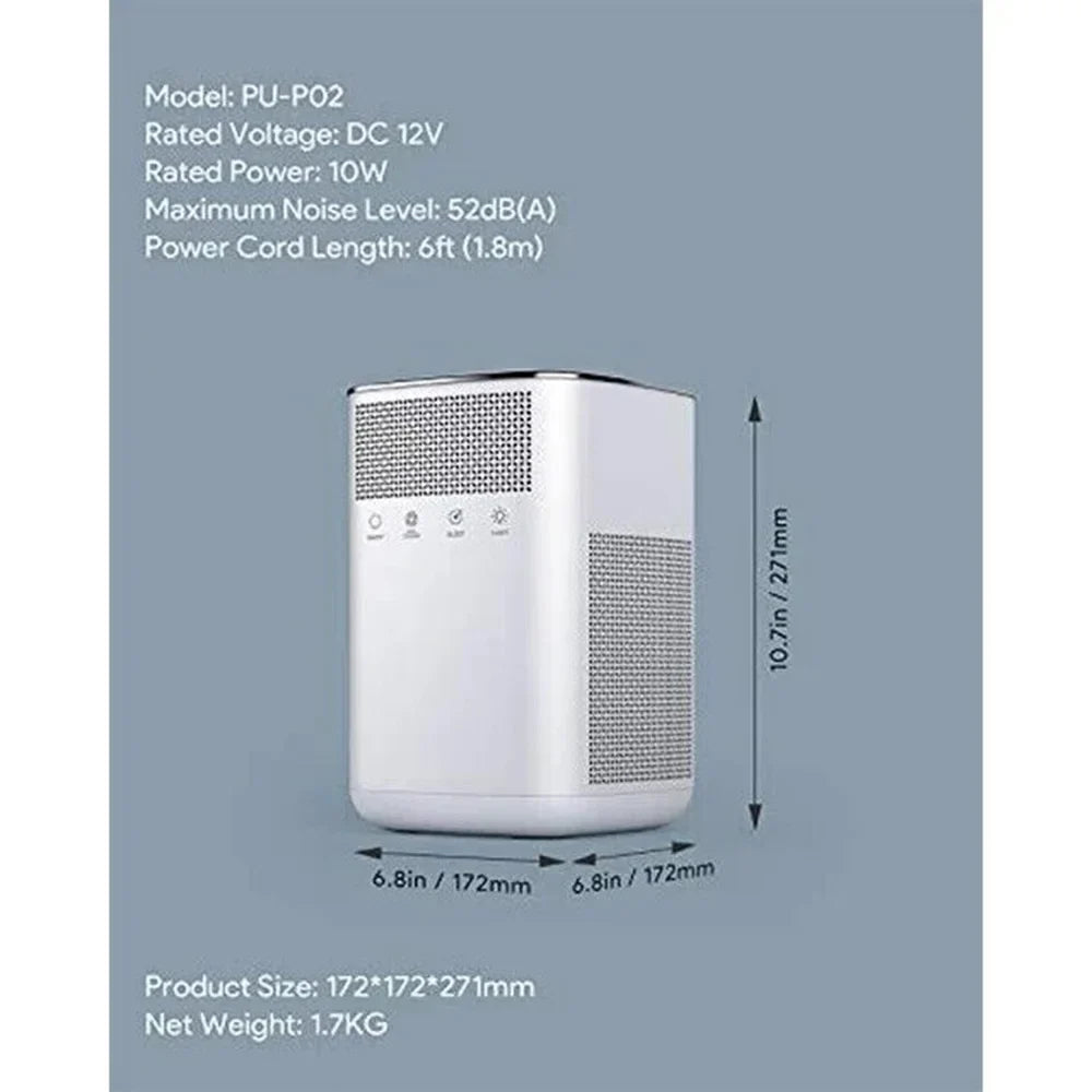 Home Bedroom PU-P02 HEPA Purifier White Air 3M LED Device - for True Filters Clean with Air Night Light
