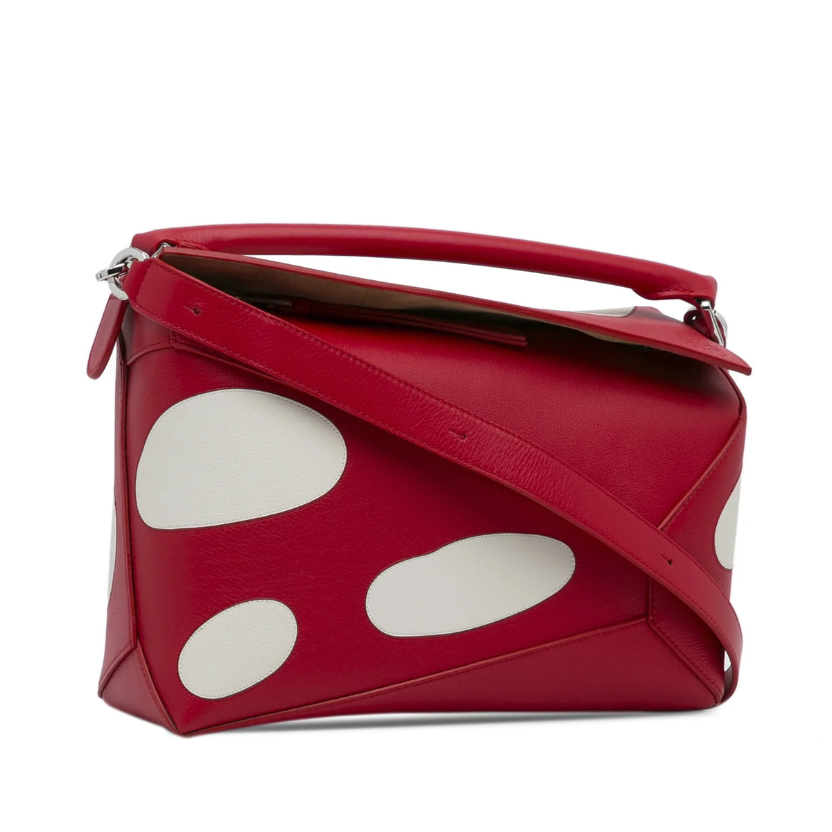 Satchel Red Puzzle LOEWE Mushroom Leather (Good) Unisex Edge Pre-Owned Authenticated Calf Small