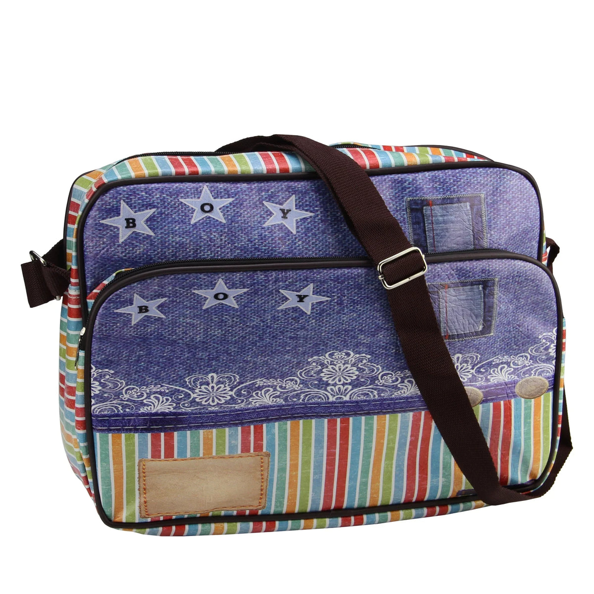 Bag/Purse Jean Stripes and Strap Crossbody 15" Decorative with Design