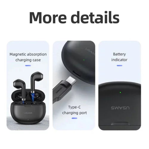 Cancelling Flip Control TCL Earphones,Touch Wireless Case,Wireless Noise Lively Headphones Earbuds with Waterproof with Mic,IPX4 Charging for Black 5.3 Bluetooth Earphones -