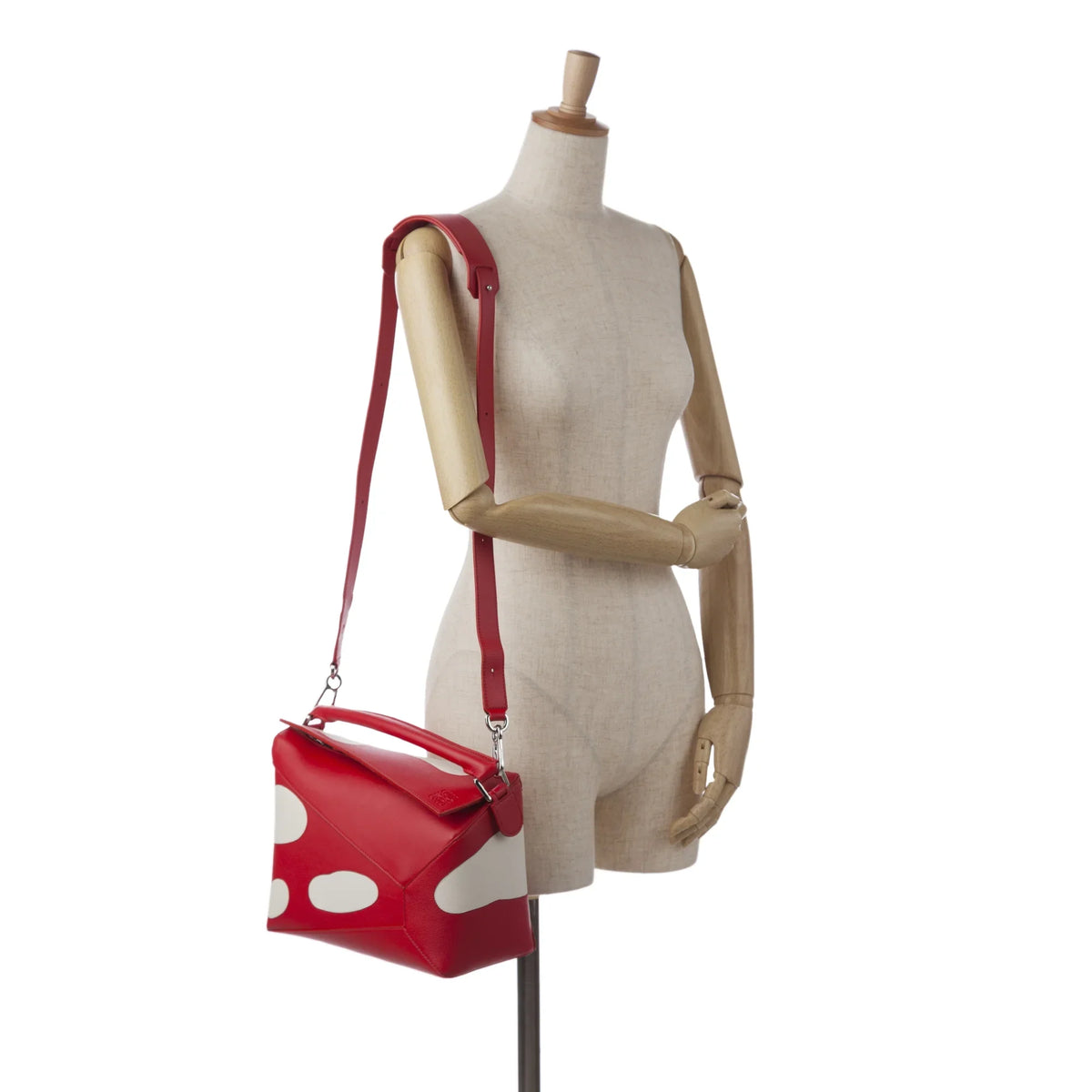 Satchel Red Puzzle LOEWE Mushroom Leather (Good) Unisex Edge Pre-Owned Authenticated Calf Small