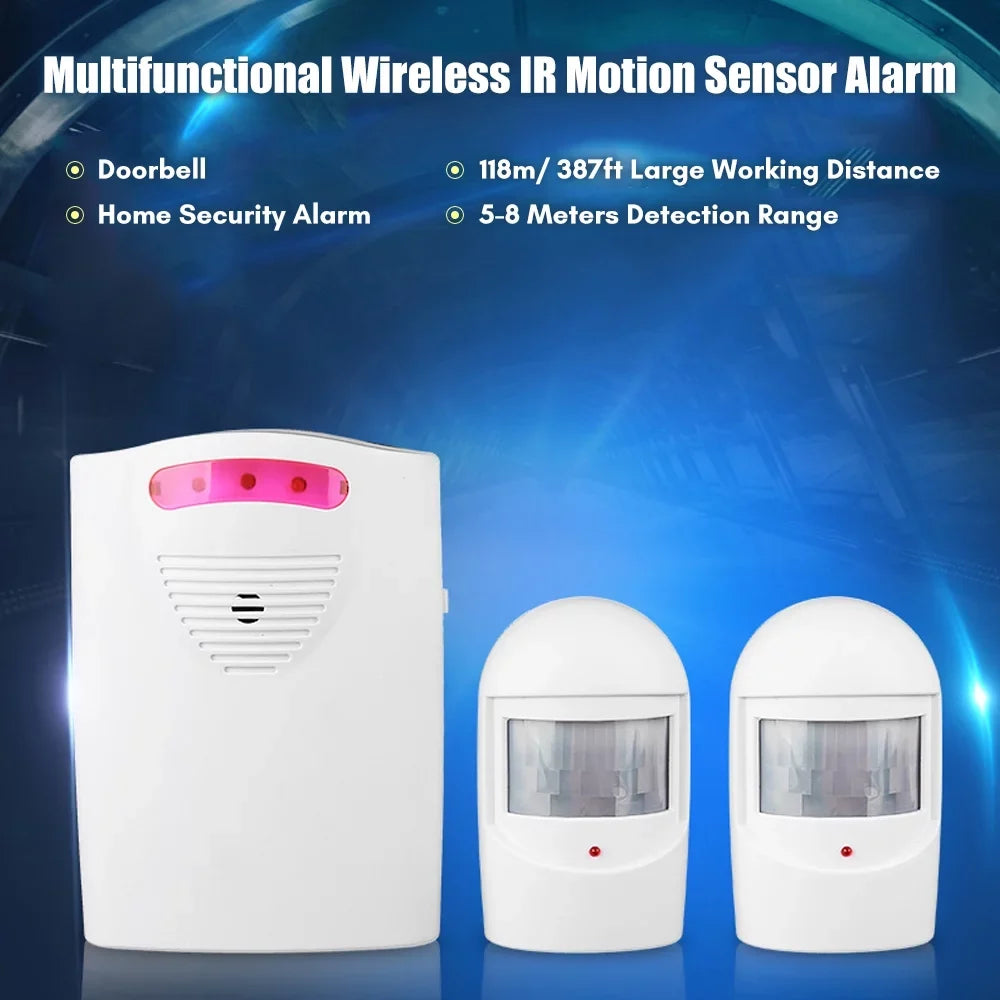 for Doorbell Motion Wireless IR 1 Driveway Transmitters Use Receiver Home Multifunctional 2 Andoer Alarm Sensor Alarm Outdoor