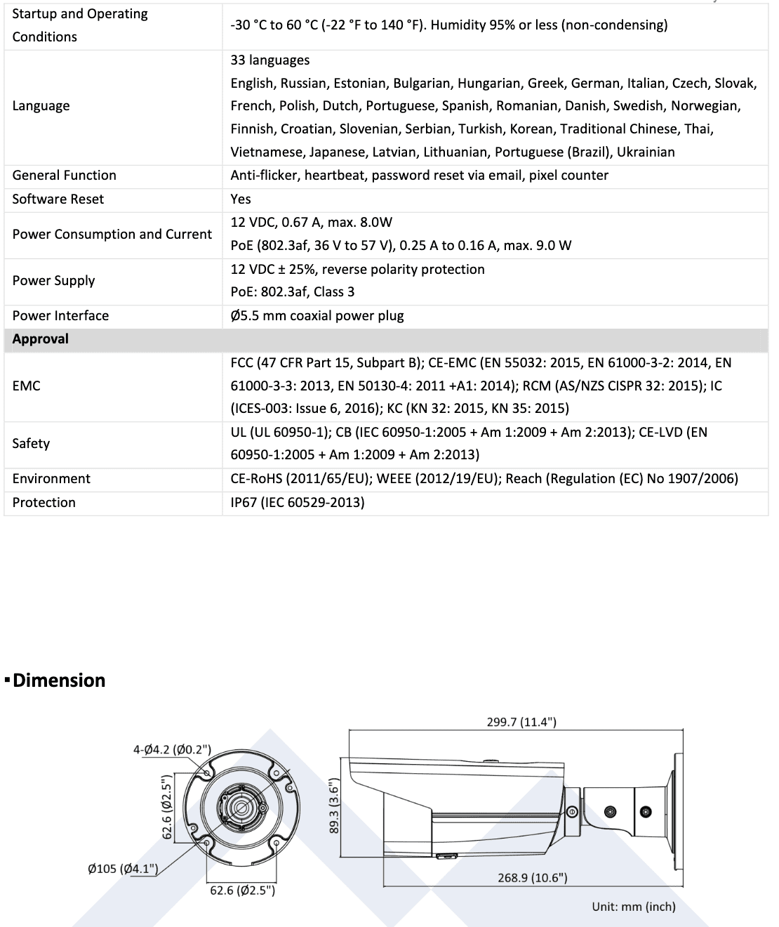 Smart IR CMIP9382W-28MD 2.8mm 197ft Camera IP Security LTS CCTV Ai 8MP WDR LTCMIP9382W-28MD Bullet