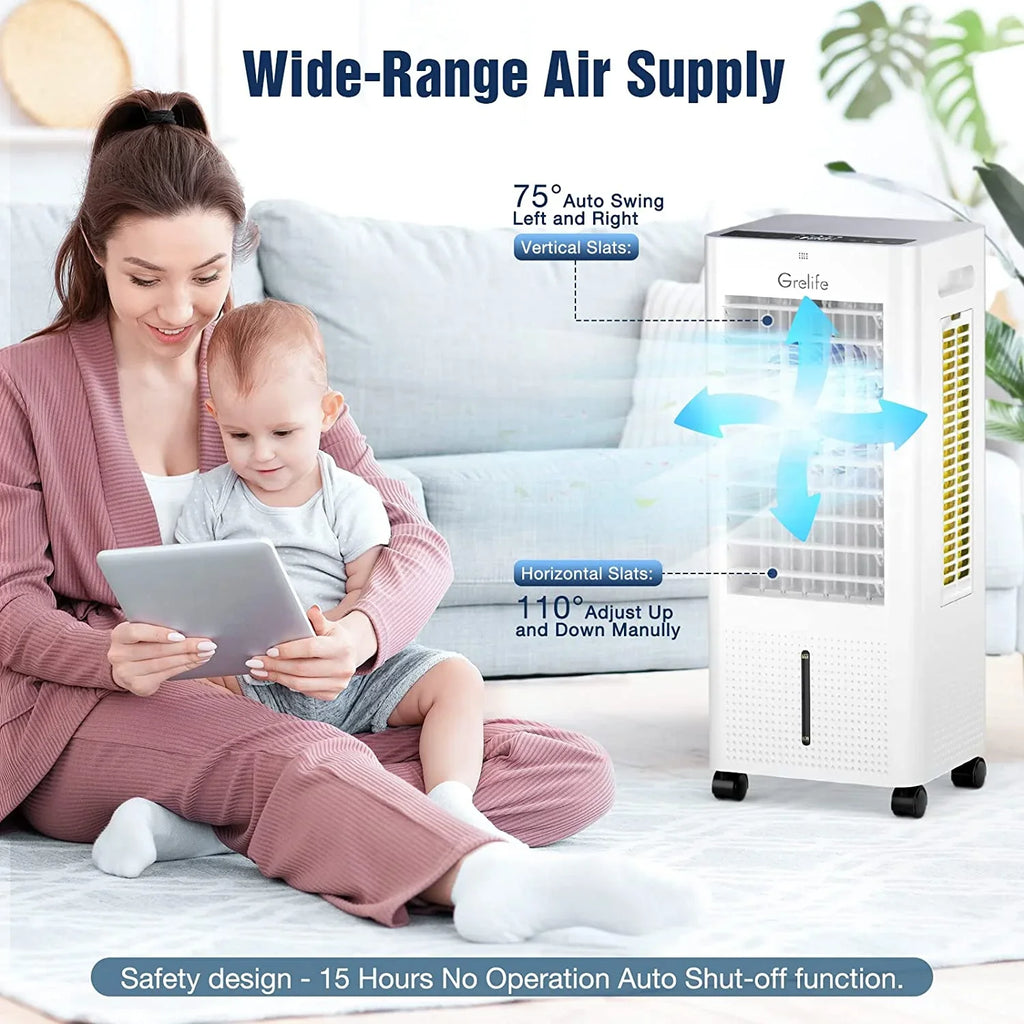 Cooler Home Swamp Speeds, Portable Tank, 3 Cooler, Modes, Water 3-IN-1 4 with Air Cooling Ice Fan Timer, Cooler Remote 1.58Gal for Office 12H Air LIANMEI 3 Personal Bedroom Control, Packs, Evaporative