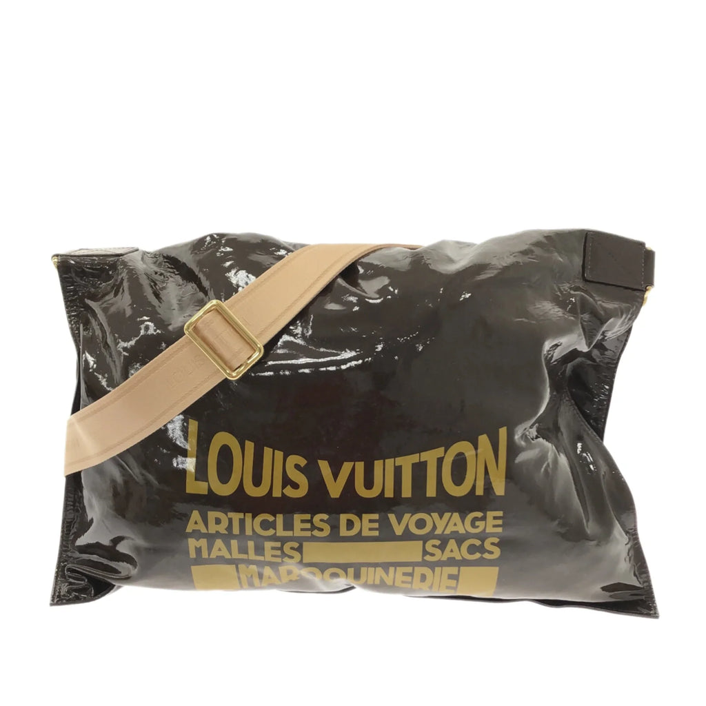 Leather Bag Authenticated Brown Louis Besace Vuitton Unisex WeekenderBag Patent Travel Bag Pre-Owned Raindrop