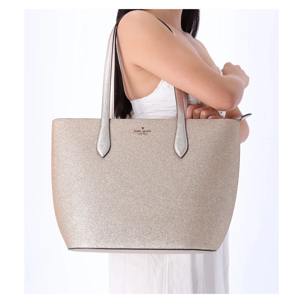Top Holiday Tote + Glitter Spade Kate Glimmer Large Shoulder Gold Zip Wallet Bag