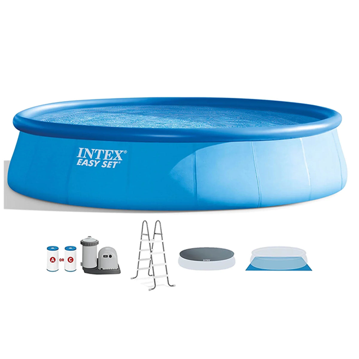 Intex Maintenance Inflatable Pump, Ladder Kit with 18'x48" & Pool Set Easy