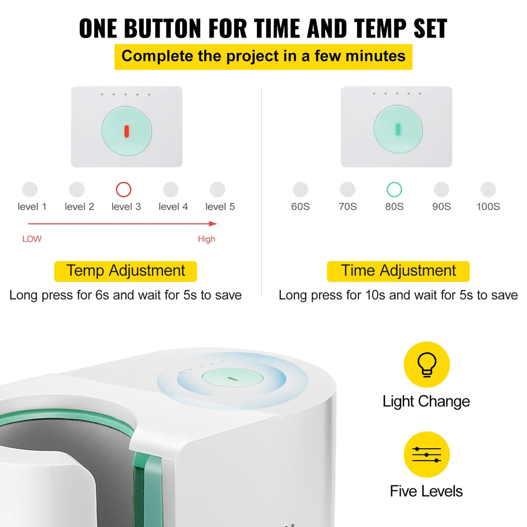 Family Machine, Press Presser Press Friends 11-15oz, DIY Sublimation Mug Machine Printing Press Presents Transfer One-touch Portable Cup Mug Coffee Easy Heat with VEVOR as Mug Gi Pro Button, Automatic