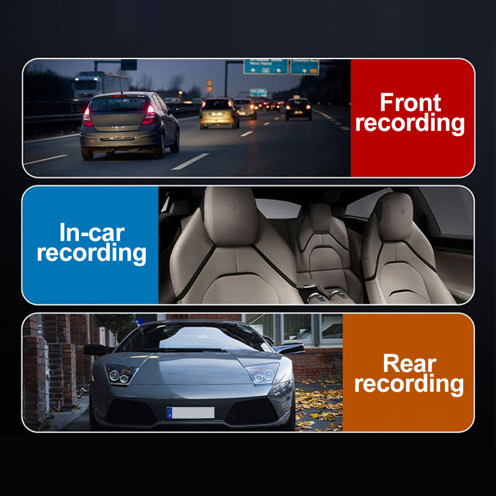 Cam Virwir Front Dual Rear Cam Dash Loop Car FHD Car DVR Mode Dash and Recording 1920x1080P Vision Cam Parking Night