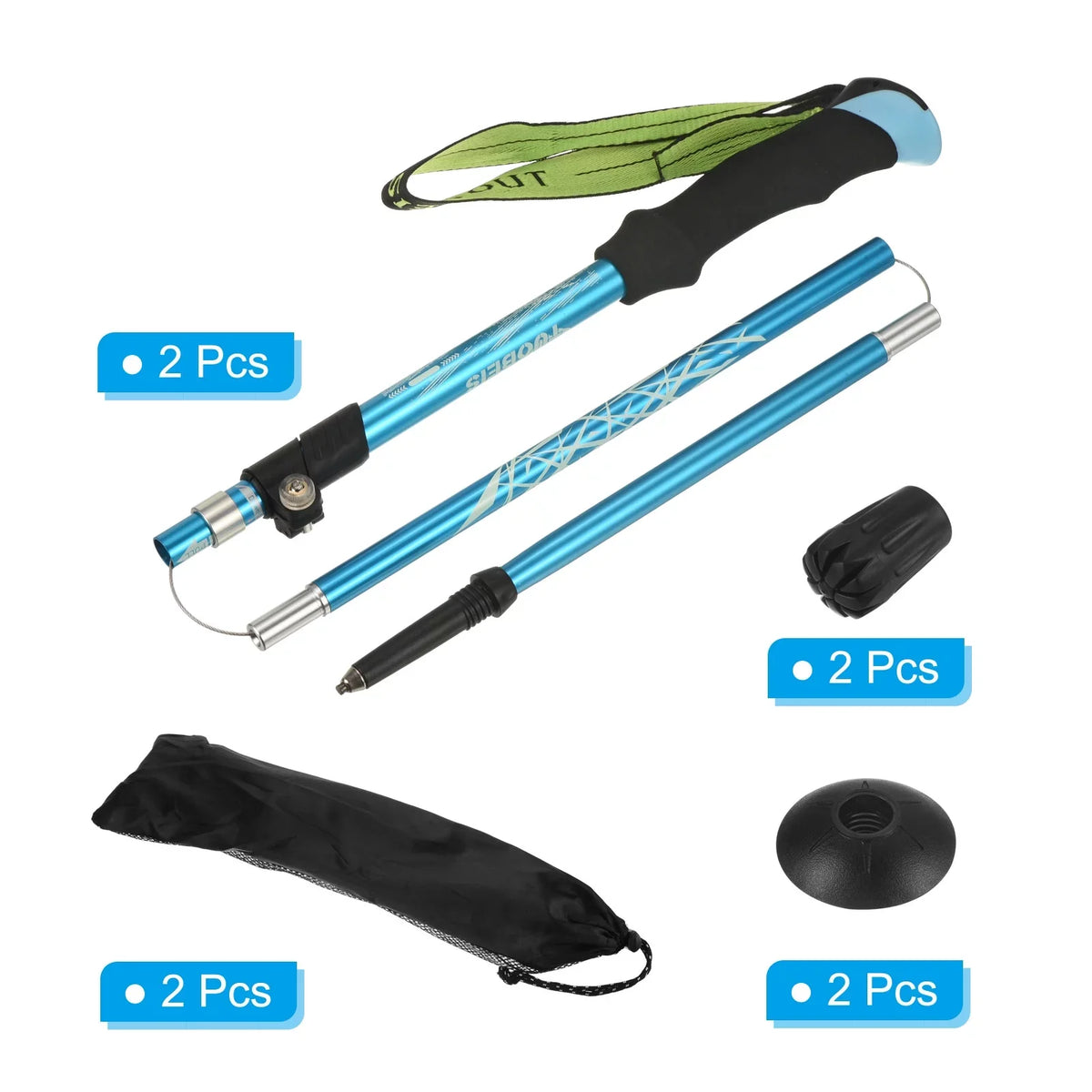Basket, Collapsible Pole 2 Hiking Poles, Mud Pack Uxcell 51 Inch with Trekking Blue