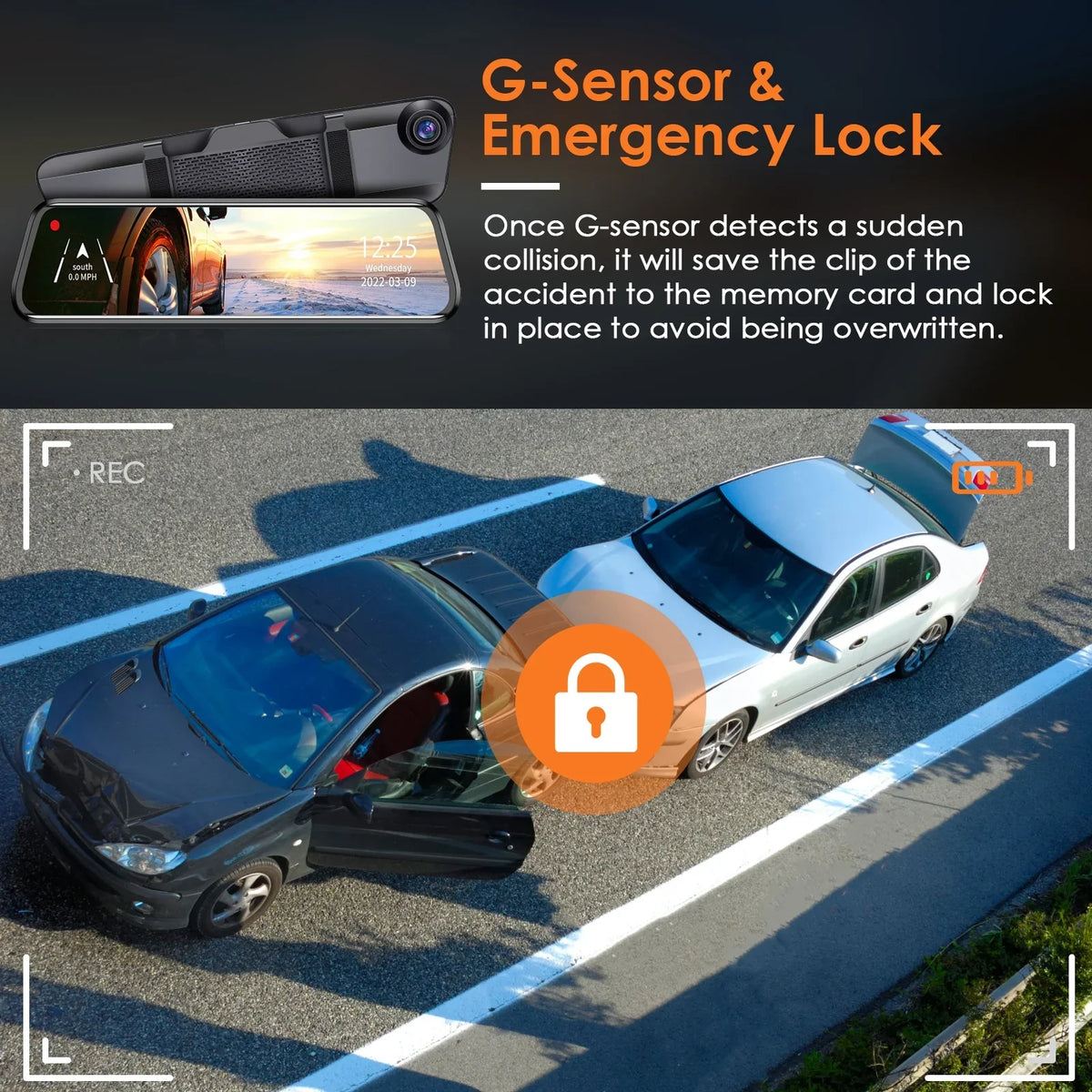 Vision, Monitor Night 170° Camera G-Sensor, 4K Dash Car Recorder Angle Cam with DVR Dual HD Parking iMounTEK Lens