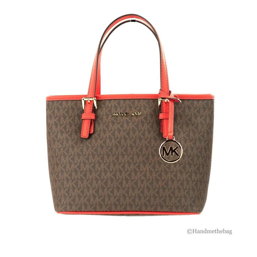 Michael Tote Sangria) Logo (Dark Travel Jet Kors Top-Zip Bag Extra-Small Set