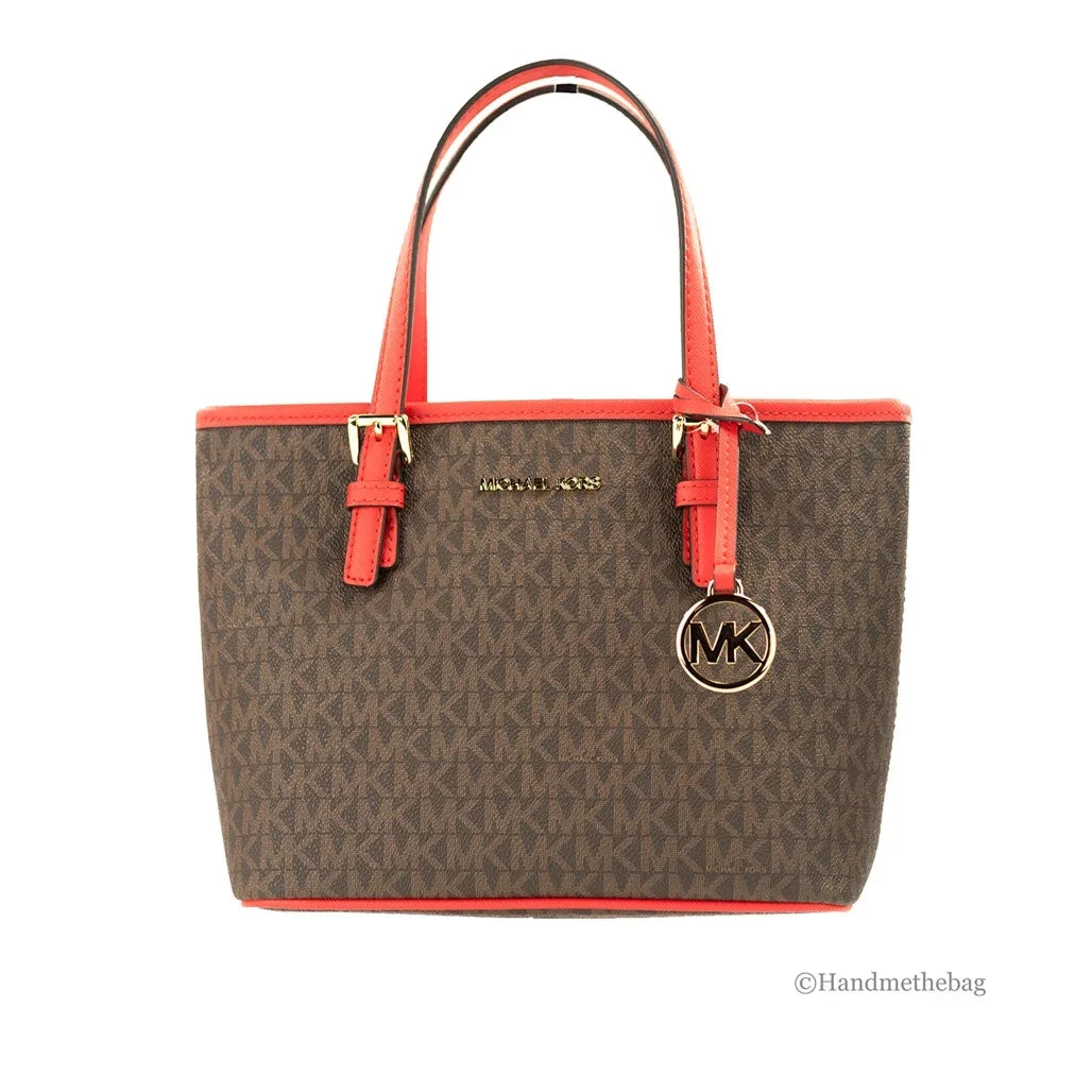 Michael Tote Sangria) Logo (Dark Travel Jet Kors Top-Zip Bag Extra-Small Set