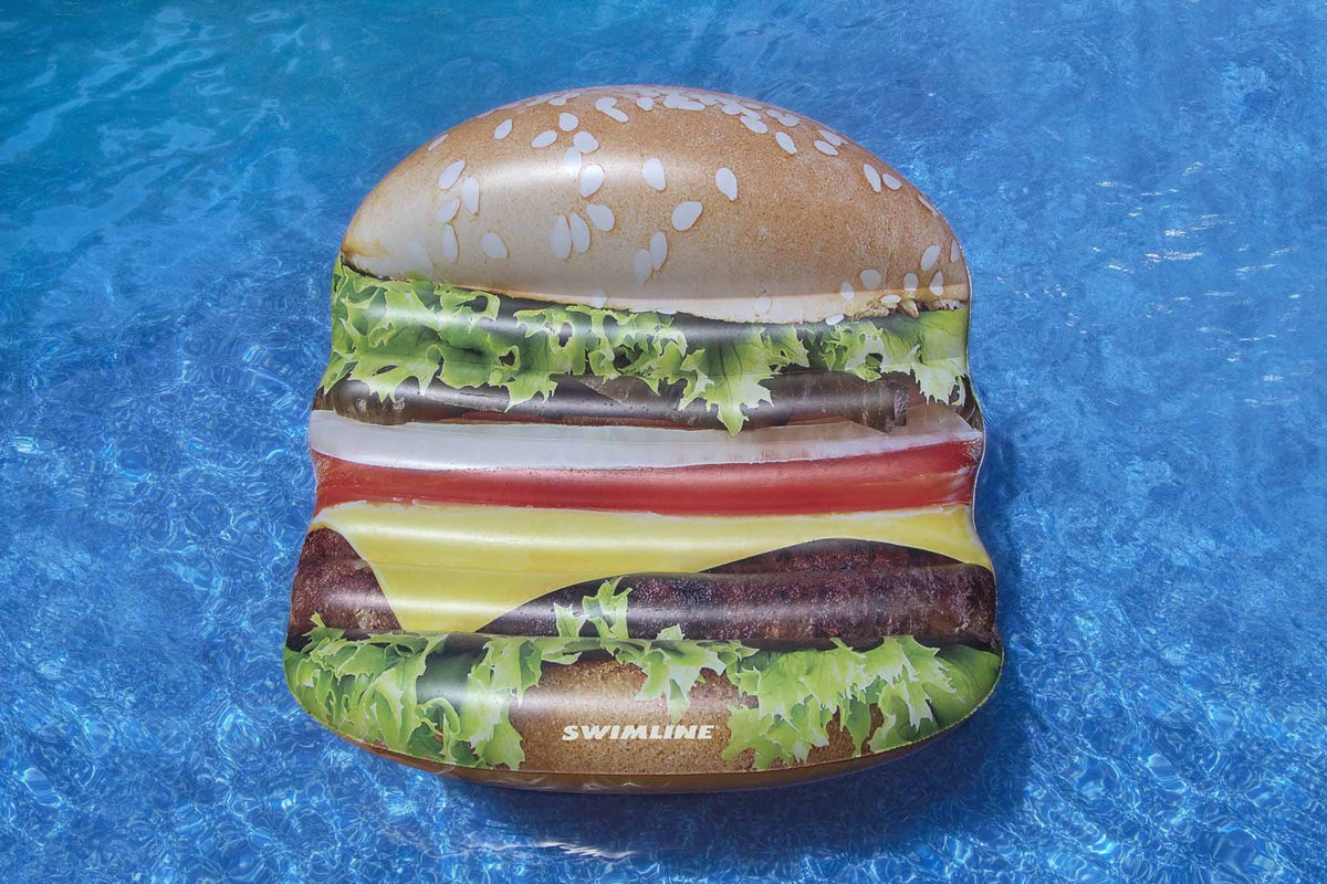 Pool Deluxe 60-Inch Inflatable Float Cheeseburger Swimming Brown Island