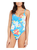 Just Removable Blue M Neck Piece Swimsuit One Women's V Cups Shines Floral Deep She ROXY Tie