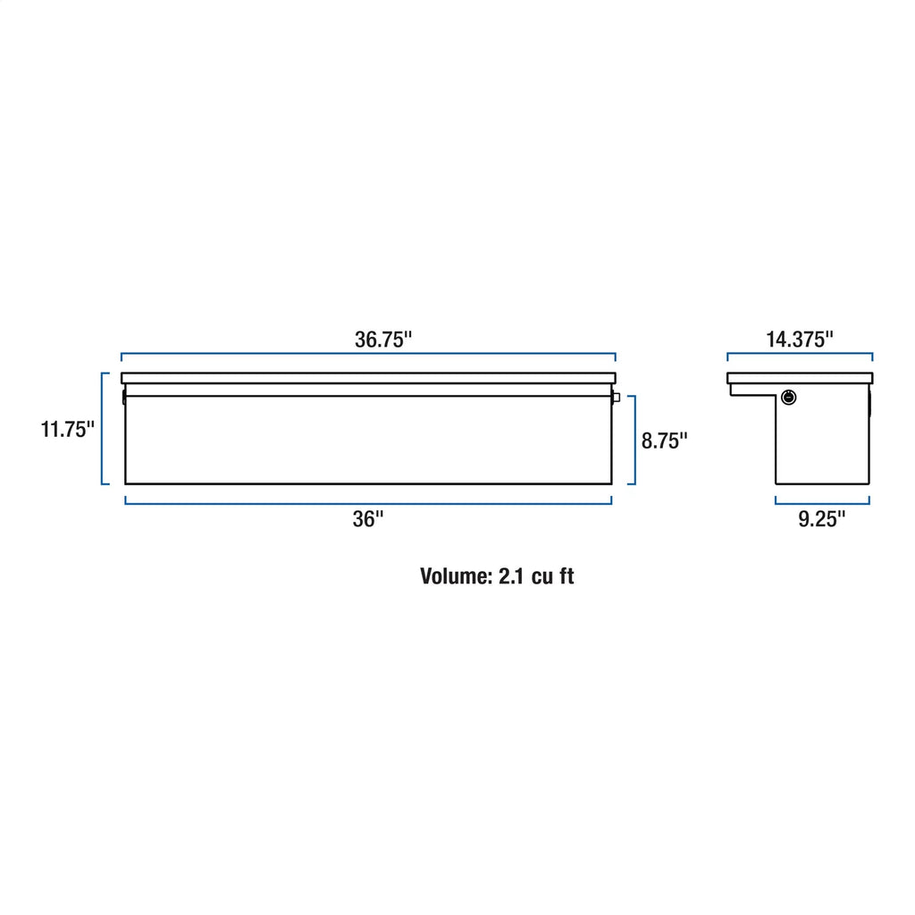 36" Truck Aluminum Gloss UWS (LTL Black Side Box, Tool Profile Low Shipping)