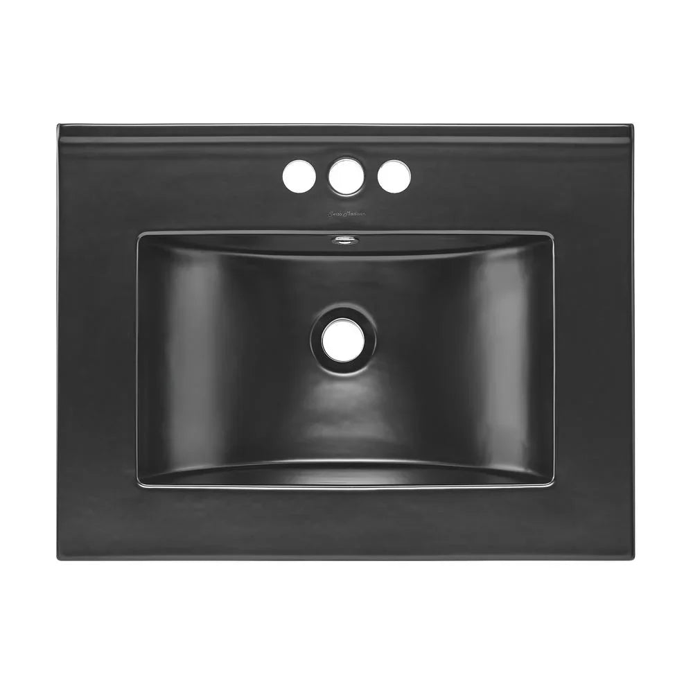 Matte Top Bathroom in Holes Vanity 24" Sink Centerset Faucet 4" Black with