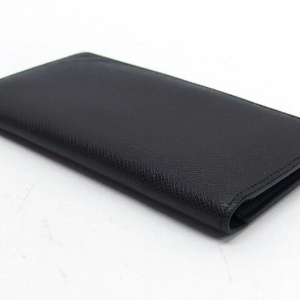 Wallet Black Louis Pre-Owned Billfold Taiga Vuitton (Good) Long Bifold