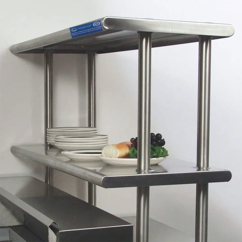 Wide Shelves x Shelving & | Steel Combo Table With Tier 24" Two Table | Kitchen Work Stainless Prep Double 18" Overshelf 36" Metal