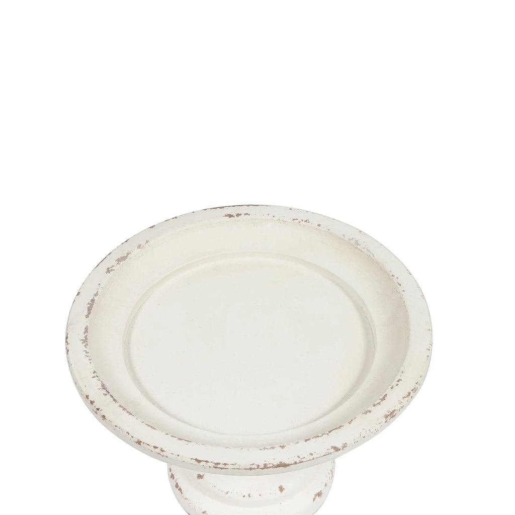 Farmhouse Finished SOFE Stand Cake Distressed Wood Round Table Decoration White 11"x 7", for